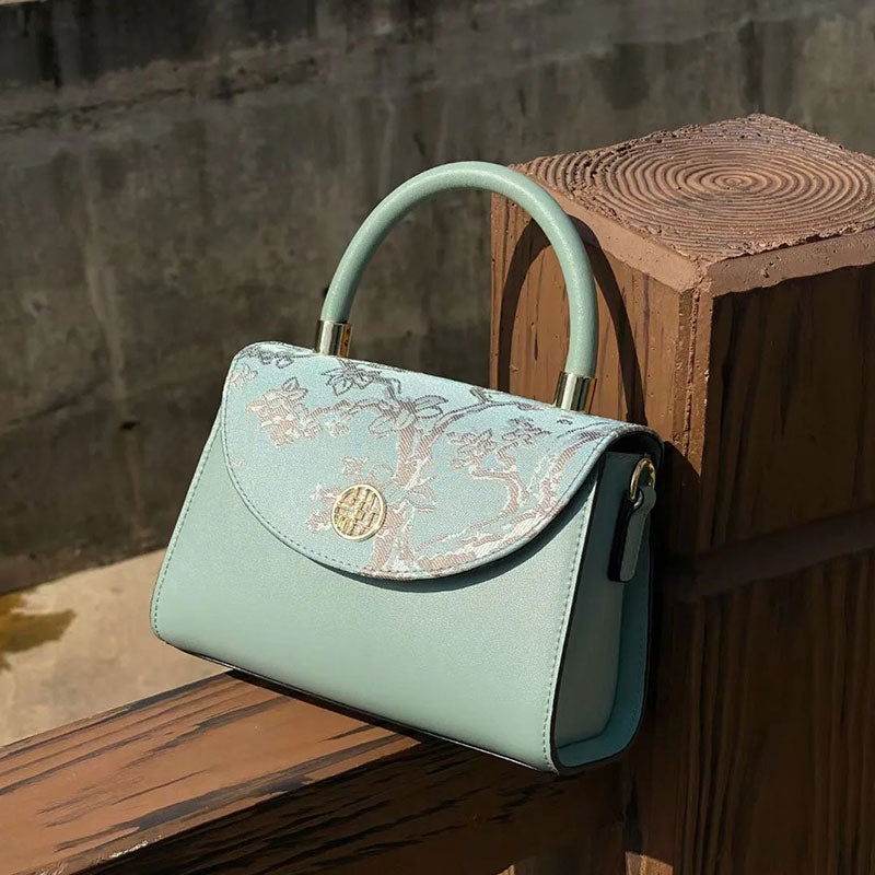 Embroidery Leather Shoulder Handbag Luxury Jacquard - SinoCultural -- SC1630-D1