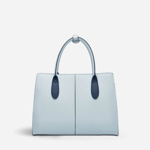Embroidery Leather Tote Bag Blue Orchid with Pendant - SinoCultural -- P120452