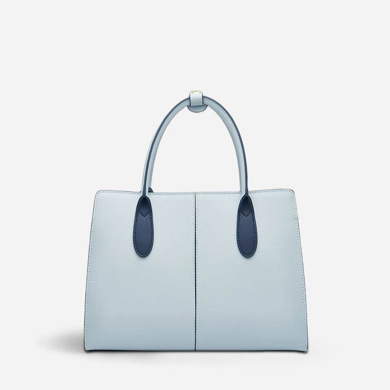 Embroidery Leather Tote Bag Blue Orchid with Pendant - SinoCultural -- P120452