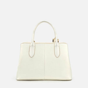 Embroidery Leather Tote Bag White Blooming Peony - SinoCultural -- P120436