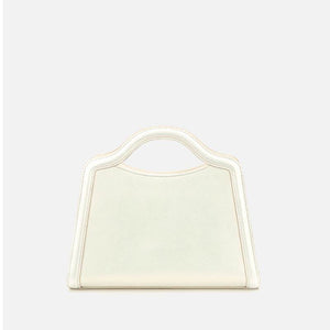 Embroidery Peony White Leather Tote Bag - SinoCultural -- P120432