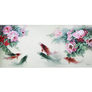 Fish Playing in Bloom - SinoCultural -- W0154