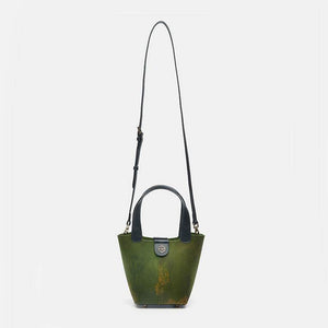 Xiangyunsha Silk Dark Green Bucket Bag with Scarf - SinoCultural -- P170203