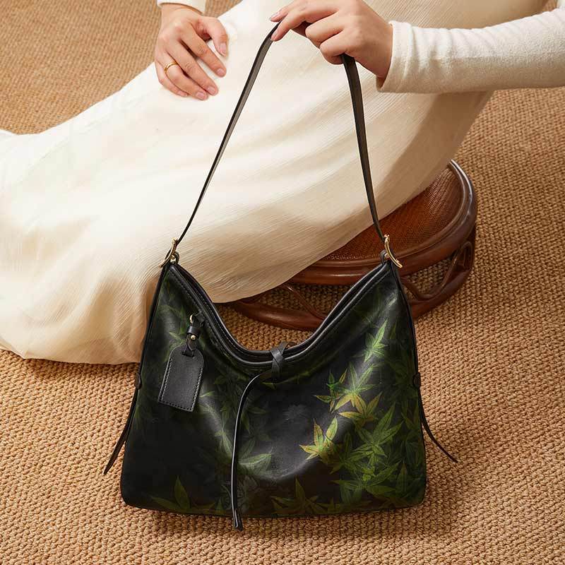 Xiangyunsha Silk Large-Capacity Green Tote Bag - SinoCultural -- P270606