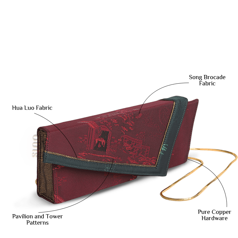 Ultra-Light Envelope Clutch Handbag in Recycled Fabric with Hualuo Silk 216g - SinoCultural -- GD1202