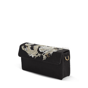 Ultra-Light Loong Silk Embroidery Black Evening Bag Recycled Fabric 154g - SinoCultural -- GD1207