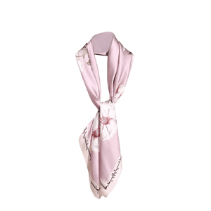 100% Mulberry Silk Floral Silk Square Scarf 90x90cm - SinoCultural -- HYFSJ009-2