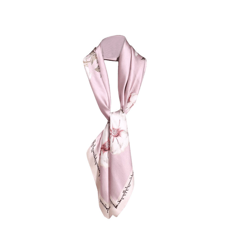 100% Mulberry Silk Floral Silk Square Scarf 90x90cm - SinoCultural -- HYFSJ009-2