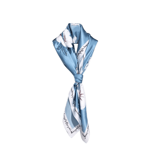 100% Mulberry Silk Floral Silk Square Scarf 90x90cm - SinoCultural -- HYFSJ009-2