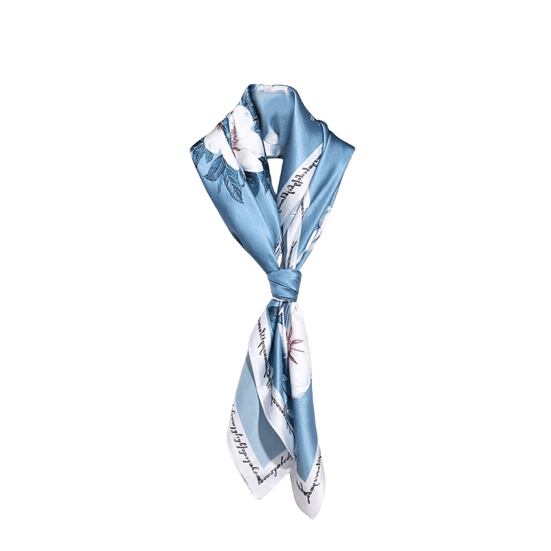 100% Mulberry Silk Floral Silk Square Scarf 90x90cm - SinoCultural -- HYFSJ009-2