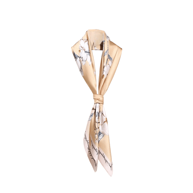 100% Mulberry Silk Floral Silk Square Scarf 90x90cm - SinoCultural -- HYFSJ009-2