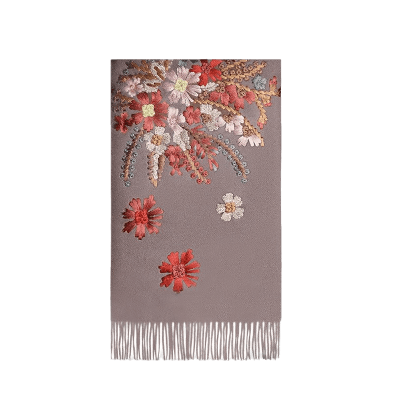 Handcrafted Su Embroidery Cashmere Scarf Luxury Gift Box 200x70cm - SinoCultural -- HYFSJ013-3