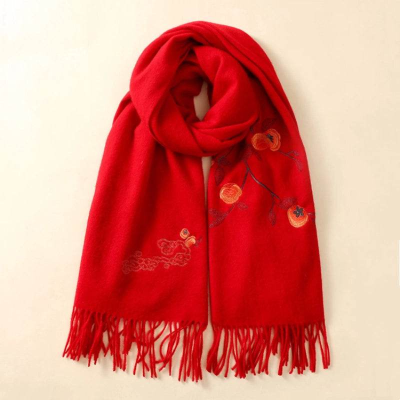 Handcrafted Su Embroidery Cashmere Scarf Luxury Gift Box 200x60cm - SinoCultural -- HYFSJ014-4