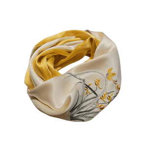 Hand Embroidered Suzhou 16 Momme Silk Scarf Luxury 155x35cm - SinoCultural -- HYFSJ025A01