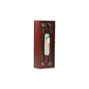 Hand Embroidery Peony Flower Rosewood Cantonese Mansion Window Ornament - SinoCultural -- BXL06WCS174A07