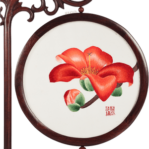 Handcrafted Embroidery Kapok Flower Tabletop Decoration for Living Room - SinoCultural -- JZSX002A06