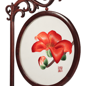 Handcrafted Embroidery Kapok Flower Tabletop Decoration for Living Room - SinoCultural -- JZSX002A06