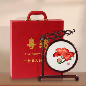 Handcrafted Embroidery Kapok Flower Tabletop Decoration for Living Room - SinoCultural -- JZSX002A06