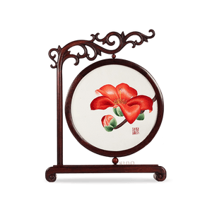 Handcrafted Embroidery Kapok Flower Tabletop Decoration for Living Room - SinoCultural -- JZSX002A06