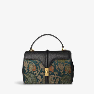 Sinocultural Handmade Song Brocade Chinoiserie Leather Bag Clutch Bag - SinoCultural -- W3085-2