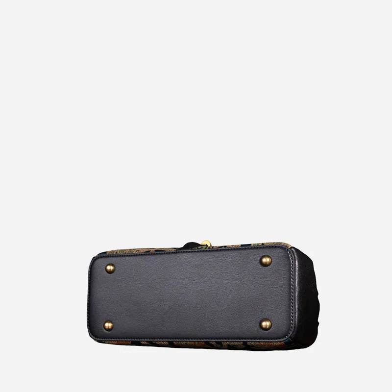 Sinocultural Handmade Song Brocade Chinoiserie Leather Bag Clutch Bag - SinoCultural -- W3085-2