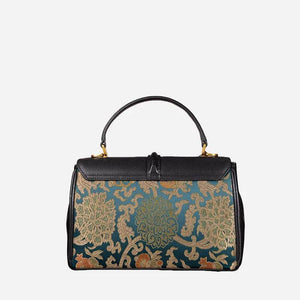 Sinocultural Handmade Song Brocade Chinoiserie Leather Bag Clutch Bag - SinoCultural -- W3085-2