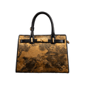 Handmade Xiangyunsha Silk Black Leather Kelly Bag Chinese Painting - SinoCultural -- W4188-2