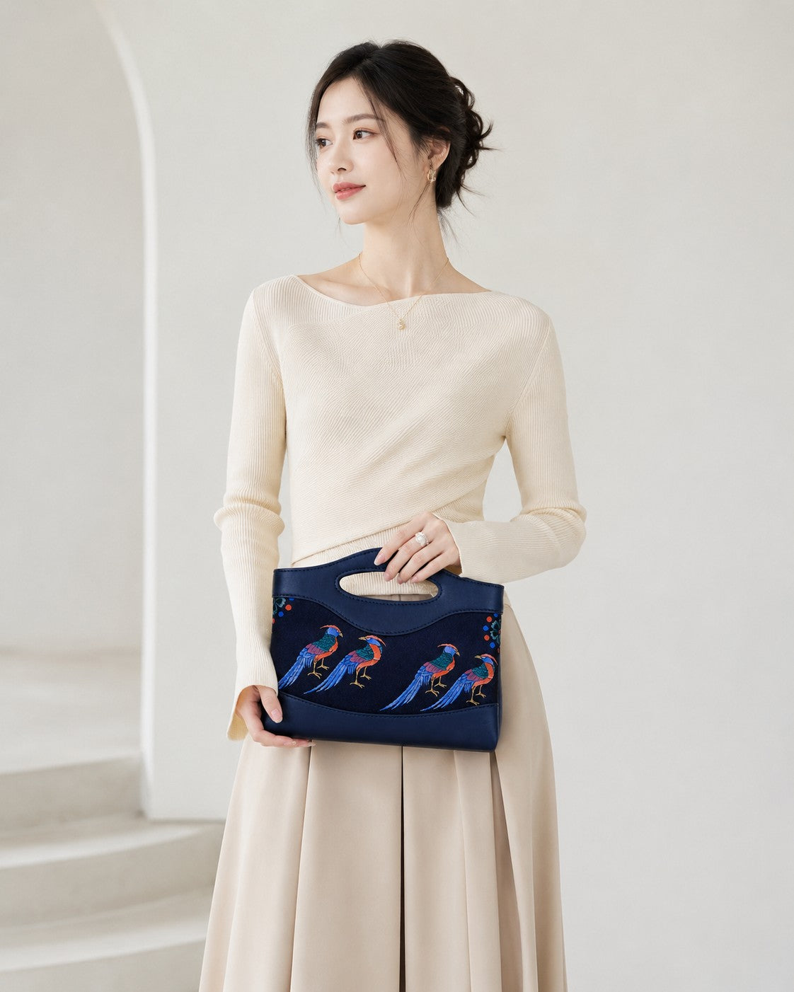 Heritage Song Brocade New Chinese Style Nano Bag-Blessings on Horseback + Blue Pheasant Bird-brocademodern