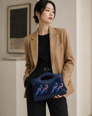 Heritage Song Brocade New Chinese Style Nano Bag-Blessings on Horseback + Blue Pheasant Bird-brocademodern