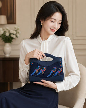 Heritage Song Brocade New Chinese Style Nano Bag-Blessings on Horseback + Blue Pheasant Bird-brocademodern