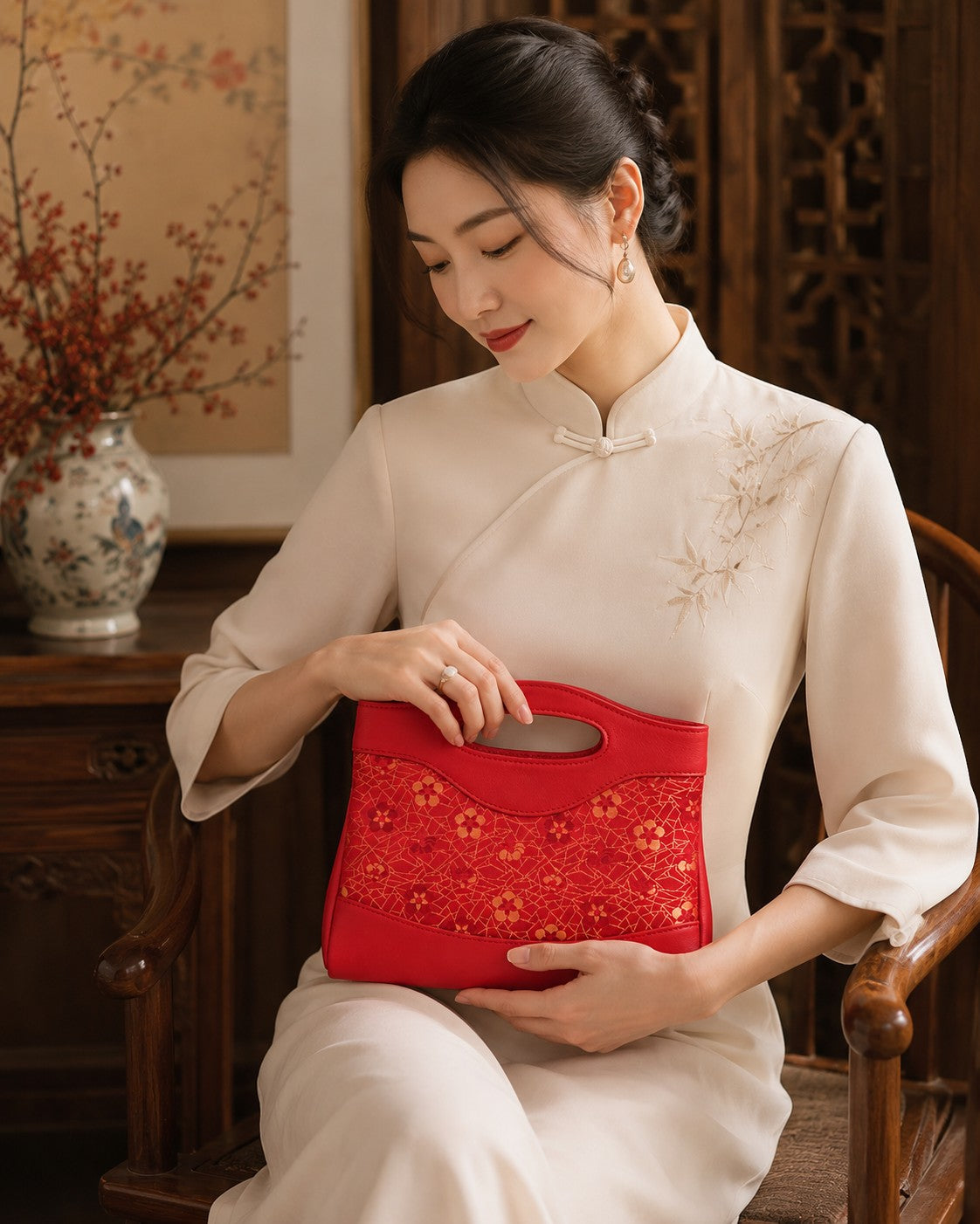 Chinoiserie Luxury Song Brocade New Chinese Style Nano Bag-Ice Crack Plum Blossom
