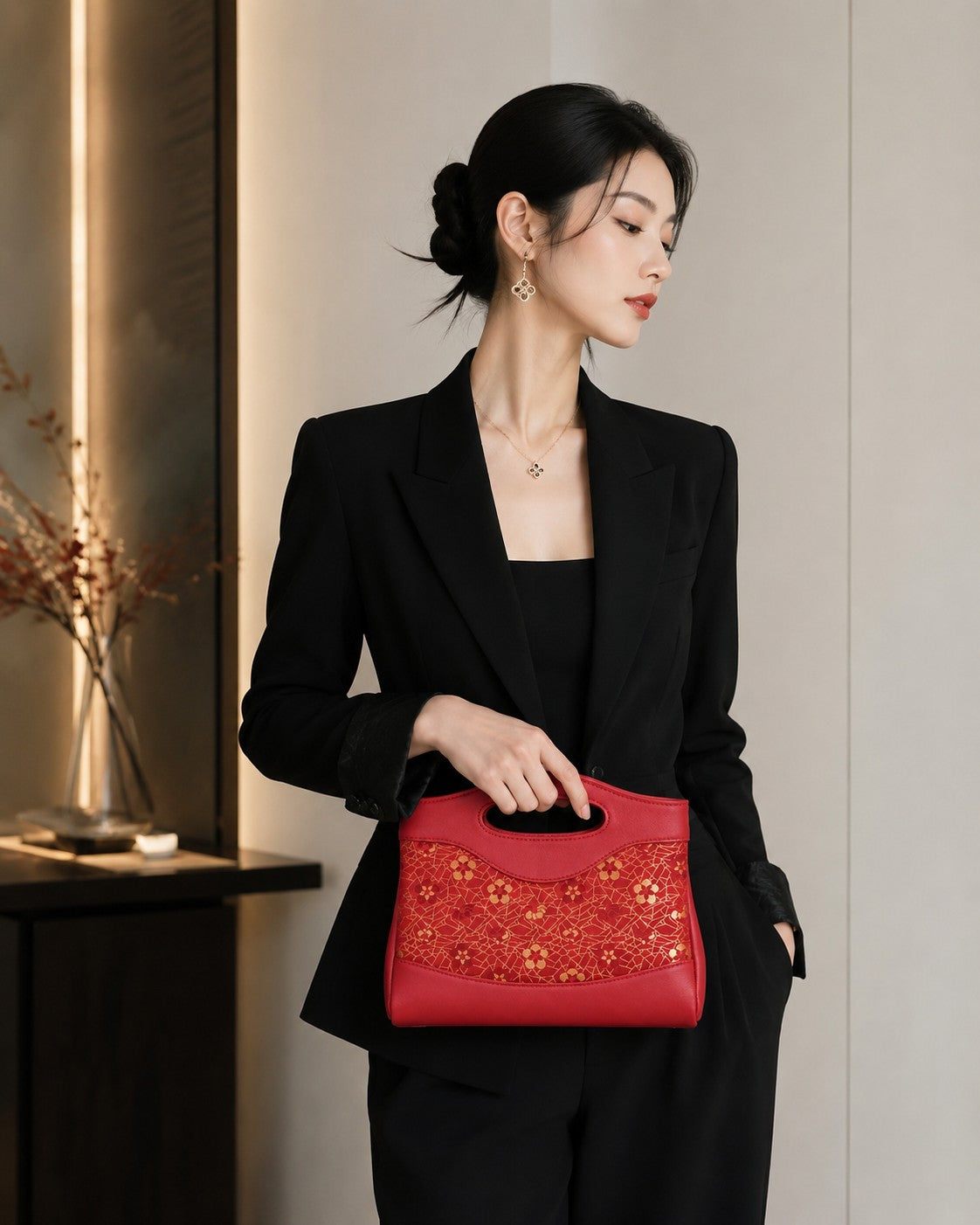 Chinoiserie Luxury Song Brocade New Chinese Style Nano Bag-Ice Crack Plum Blossom