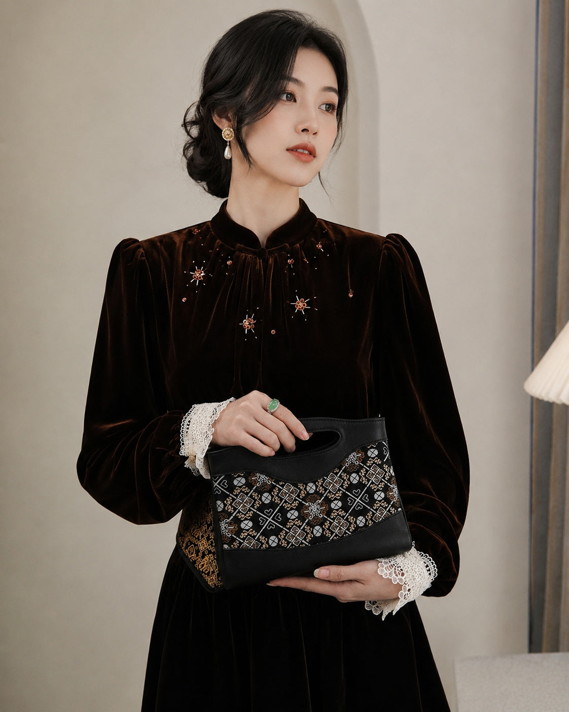 Heritage Song Brocade New Chinese Style Nano Bag-Lingwen Ruyi-brocademodern