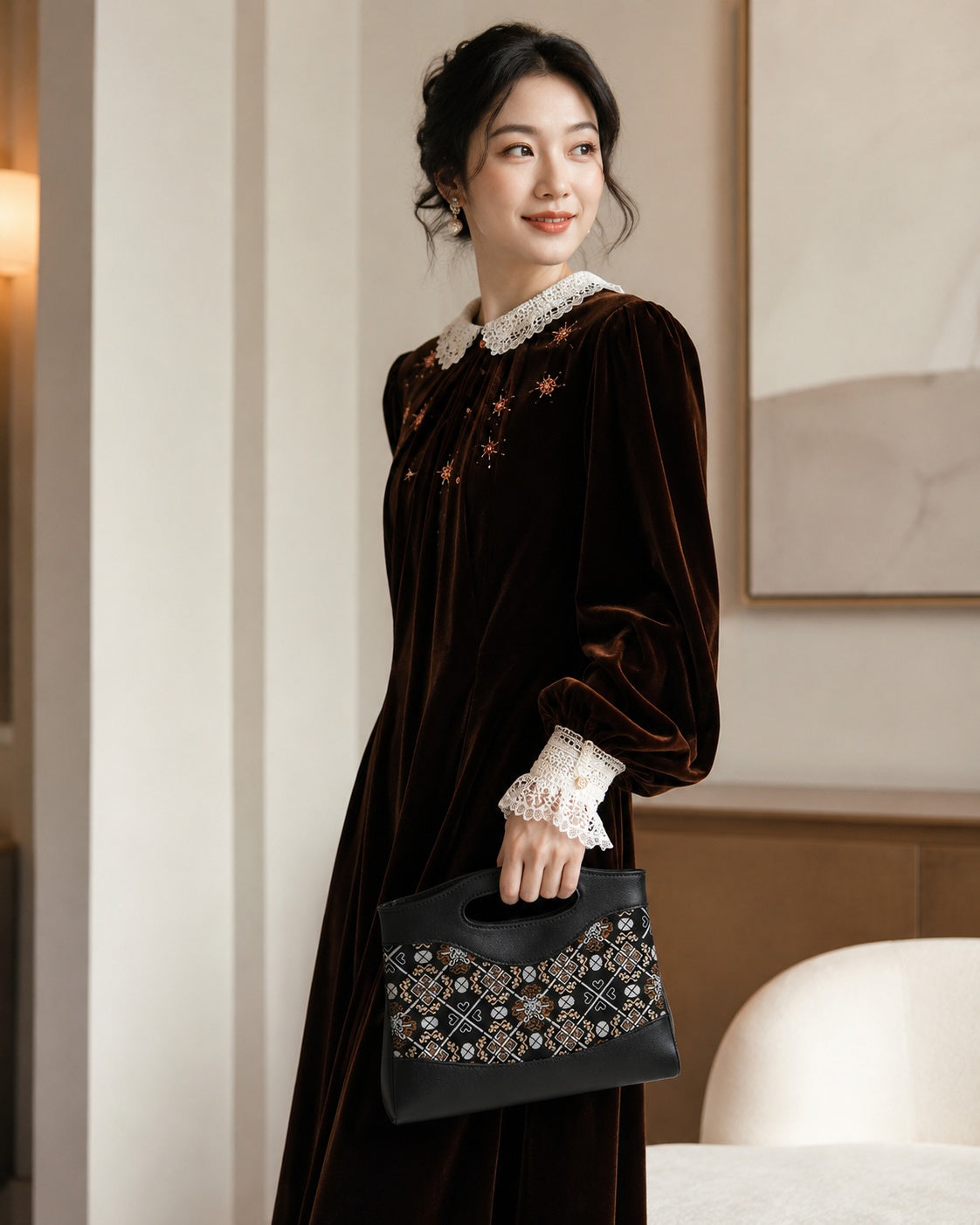 Heritage Song Brocade New Chinese Style Nano Bag-Lingwen Ruyi-brocademodern