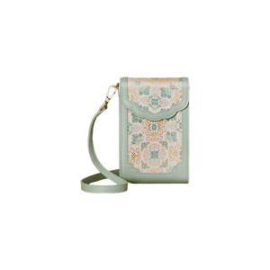 Brocade Jacquard Leather Bag Intricate Phone Chinese Wallet - SinoCultural -- JD240043-1