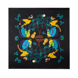 16 Momme Silk Luxury Square Silk Scarf Floral and Avian Design 87x87cm - SinoCultural -- LS041