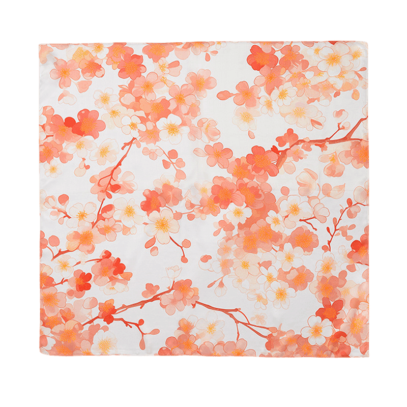 100% Mulberry Silk Elegant Silk Scarf Hundred Flowers Design 65x65cm - SinoCultural -- LS043