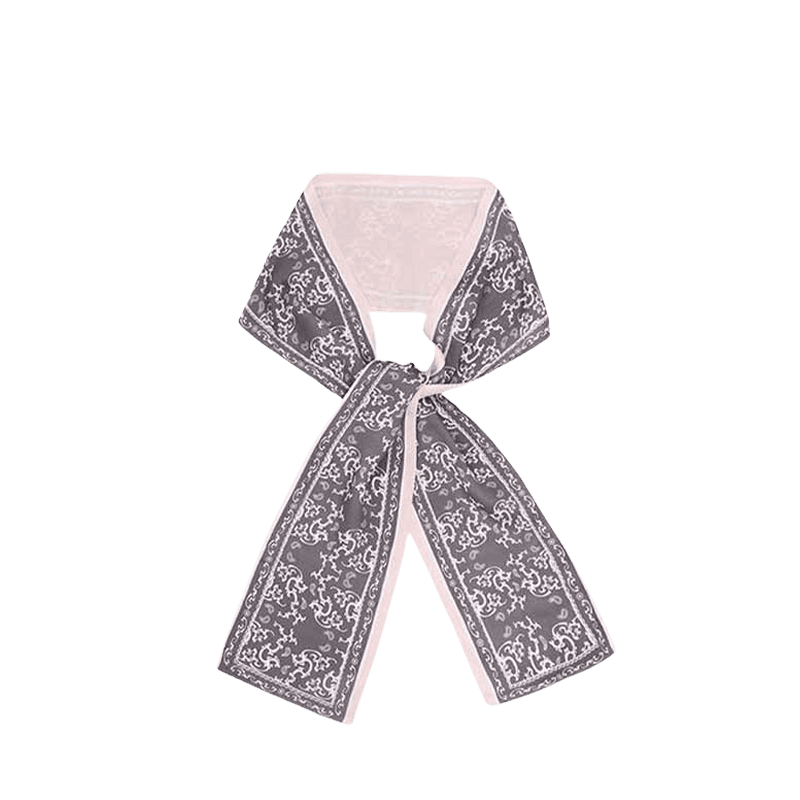 12 Momme Satin Long Silk Scarf Elegant Cloud Pattern 14.5x145cm - SinoCultural -- LS053-2