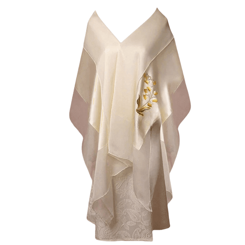 Handcrafted Su Embroidery 16 Momme Silk Scarf Shawl 190x65cm - SinoCultural -- LS062-2
