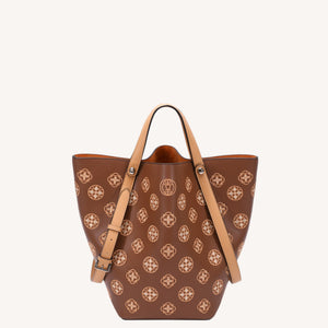Baoxiang Blossom Embroidered Leather Bucket Bag | Chinese Style Large Tote | Brocade Modern