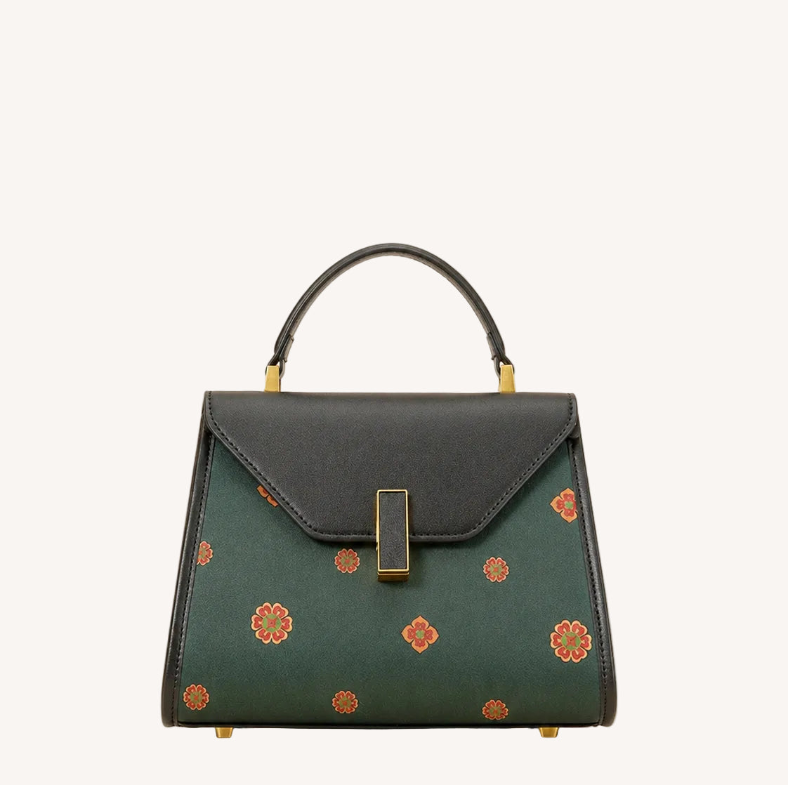 Xiangyunsha silk Kelly bag with baoxiang blossom motif and structured new Chinese silhouette