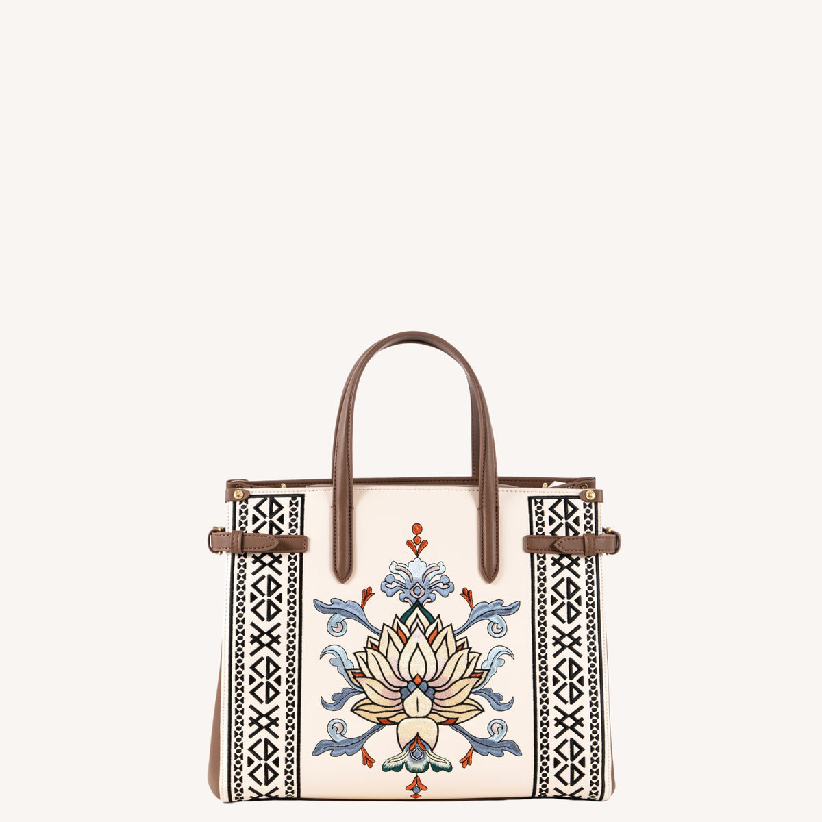 Embroidered Tote Bag | Lotus Vine Chinese Style Handbag | Brocade Modern