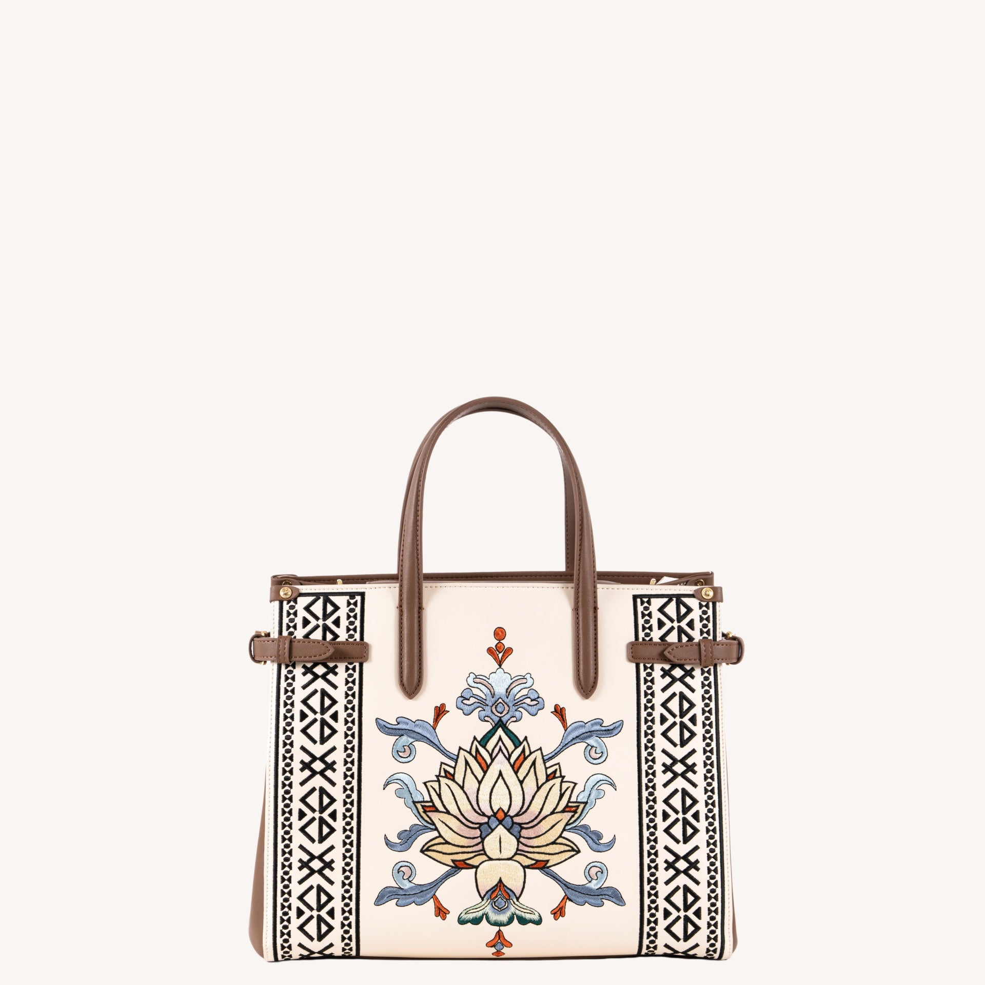 Embroidered Tote Bag | Lotus Vine Chinese Style Handbag | Brocade Modern