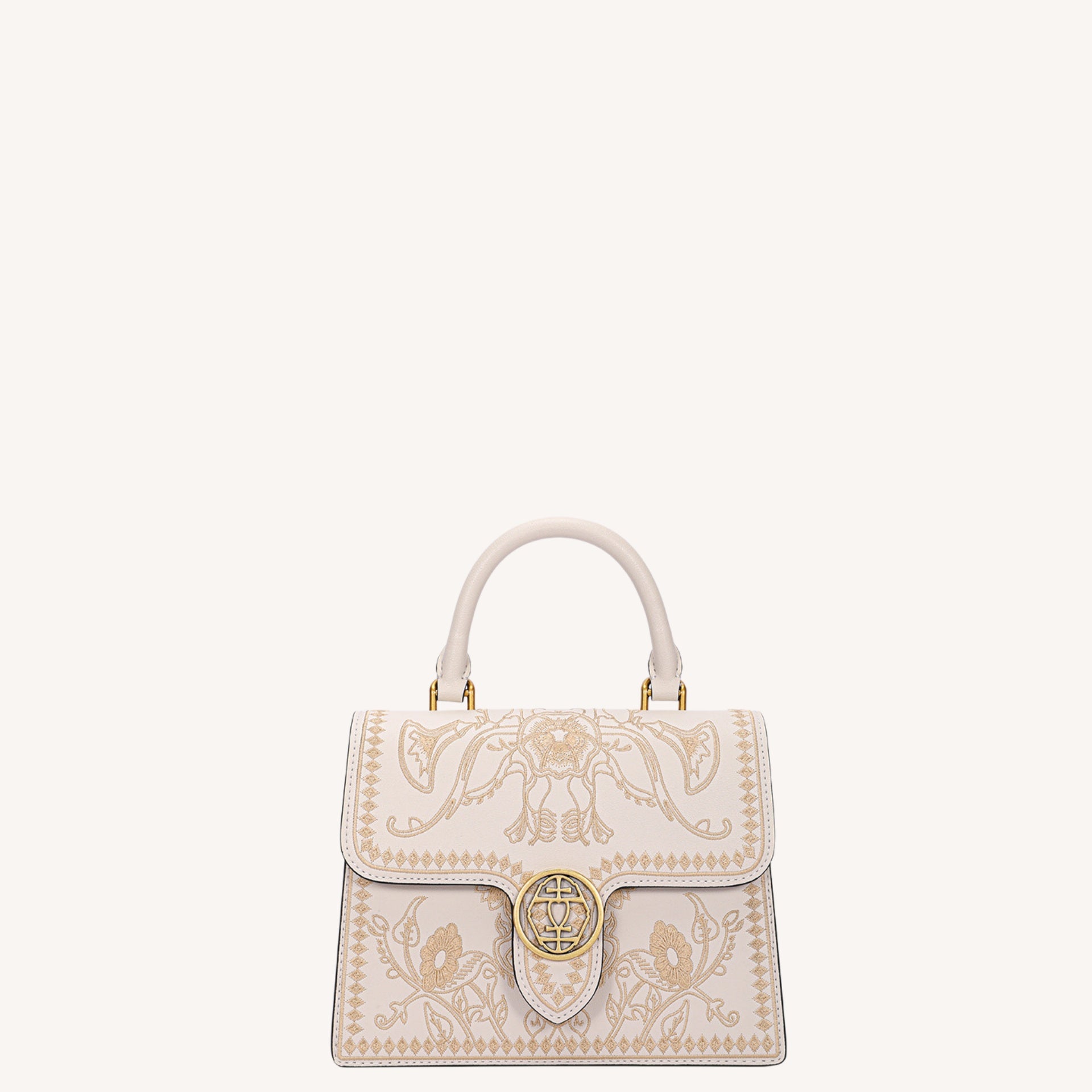 Graceful Lady Embroidered Leather Accordion Bag | Morning Glory Chinese Handbag | Brocade Modern
