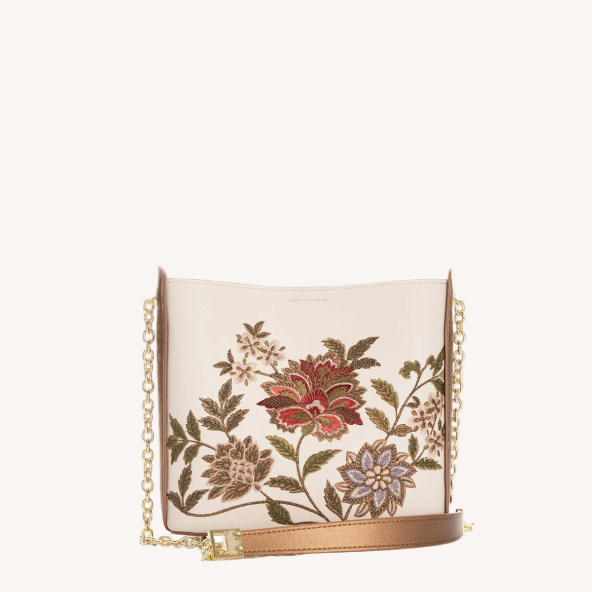 Heritage Embroidered New Chinese Style Ear Bag – Champagne Gold Floral Crossbody-brocademdoern