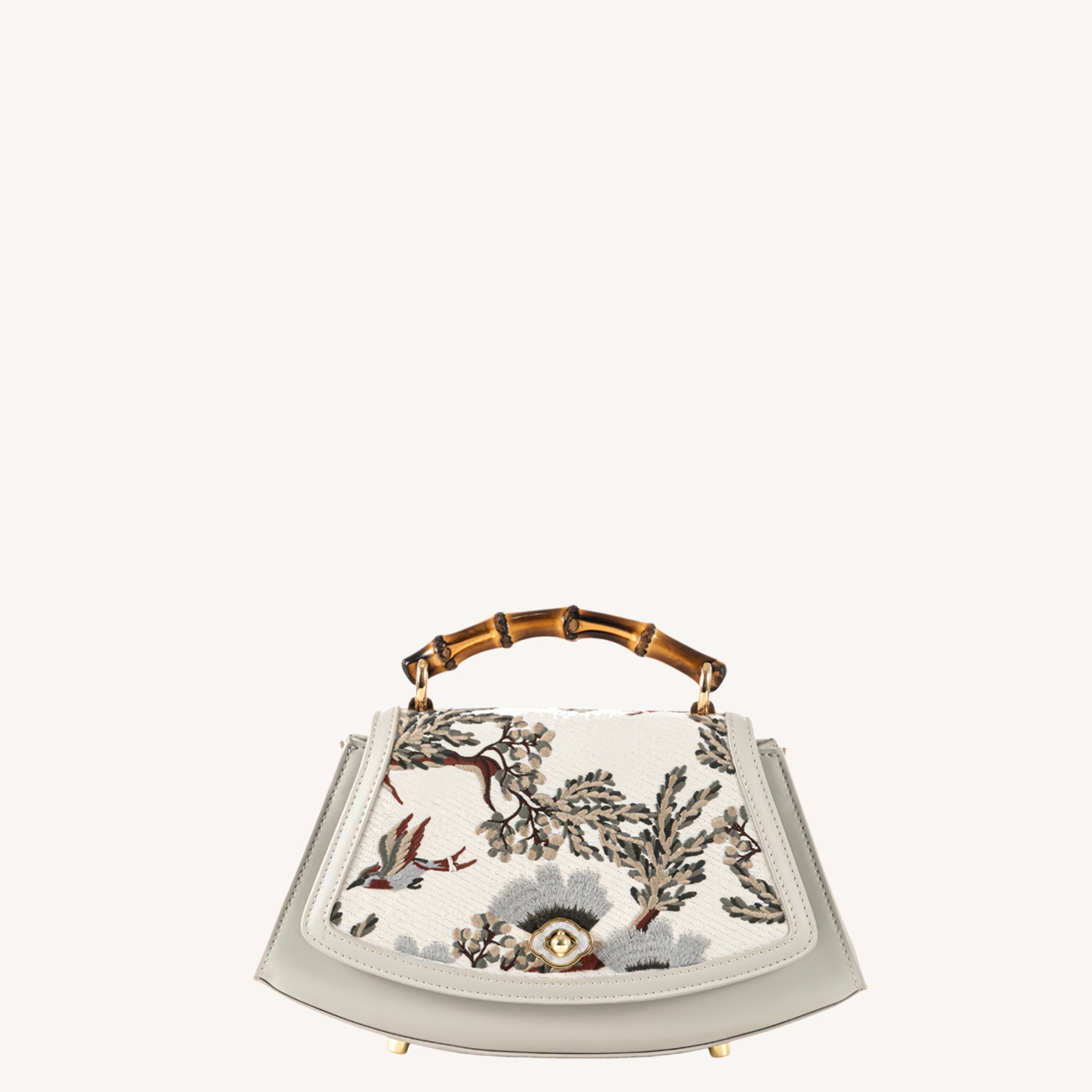 Embroidered Bamboo Handle Handbag | Chinese-Style Magpie Bag | Brocade Modern