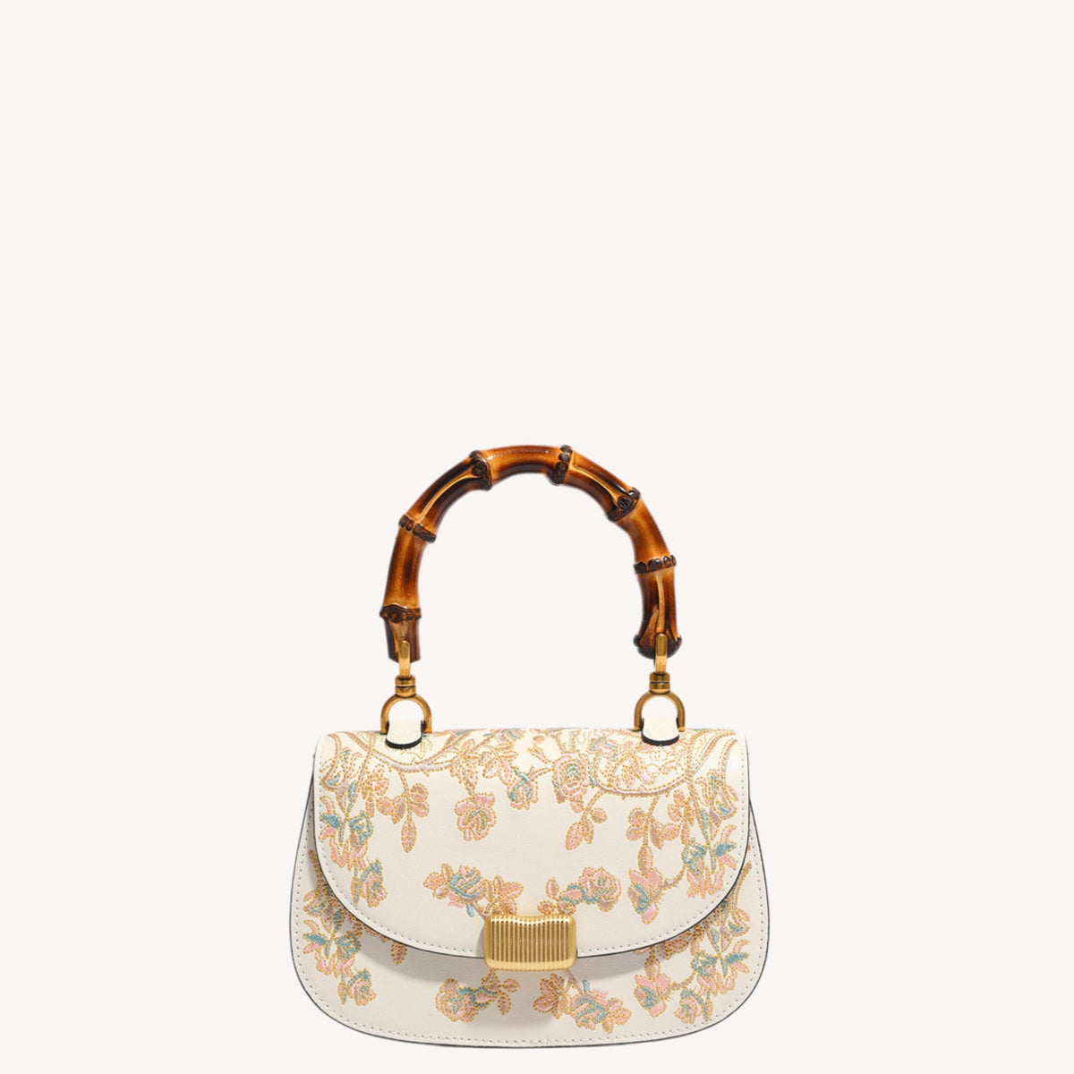 Luxury New Chinese Style Embroidered Leather Bamboo-Handle Bag – Maiden’s Garden Camellia