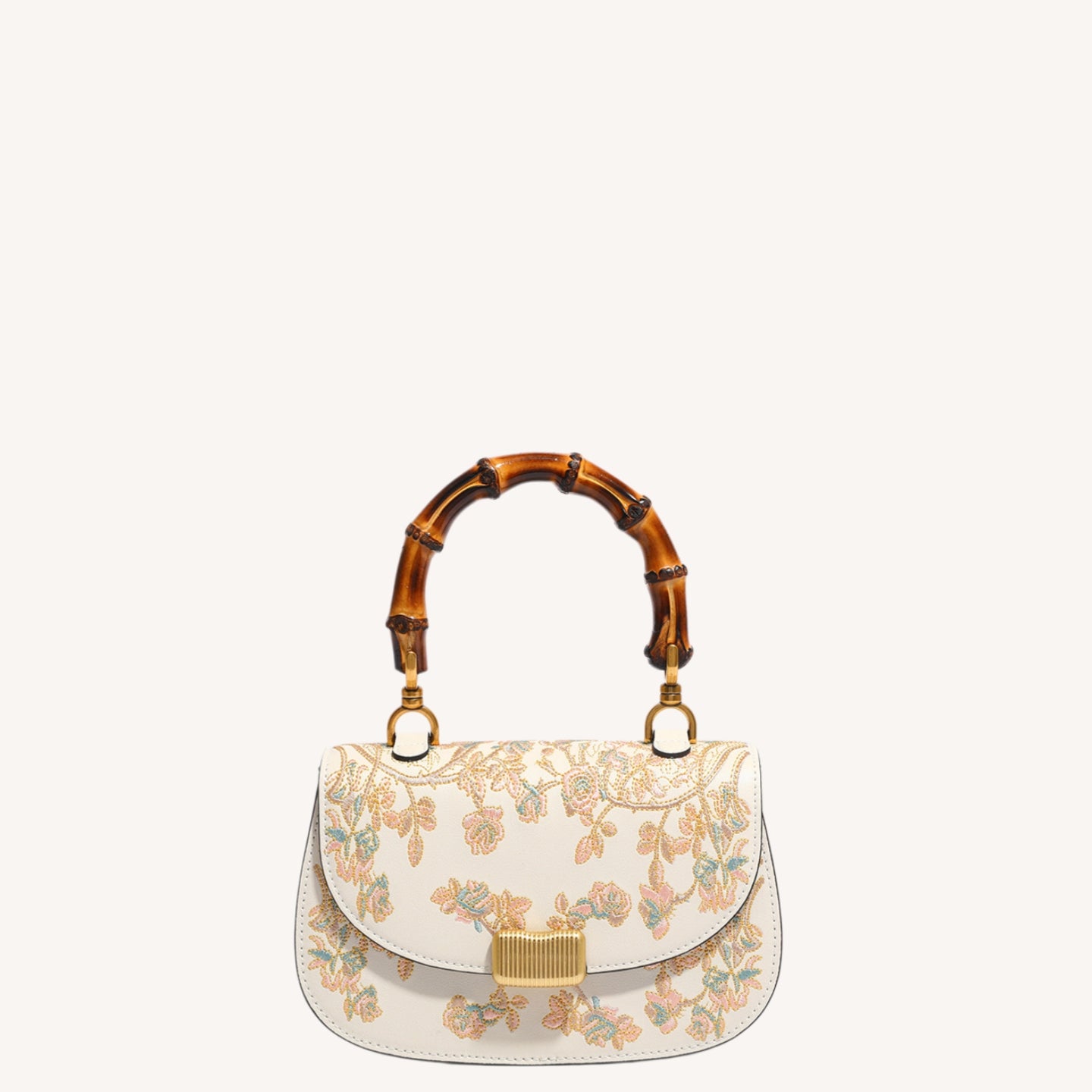 Luxury New Chinese Style Embroidered Leather Bamboo-Handle Bag – Maiden’s Garden Camellia