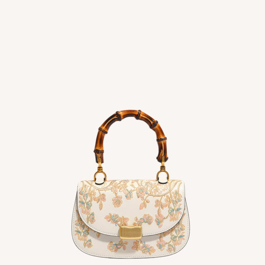 Luxury New Chinese Style Embroidered Leather Bamboo-Handle Bag – Maiden’s Garden Camellia
