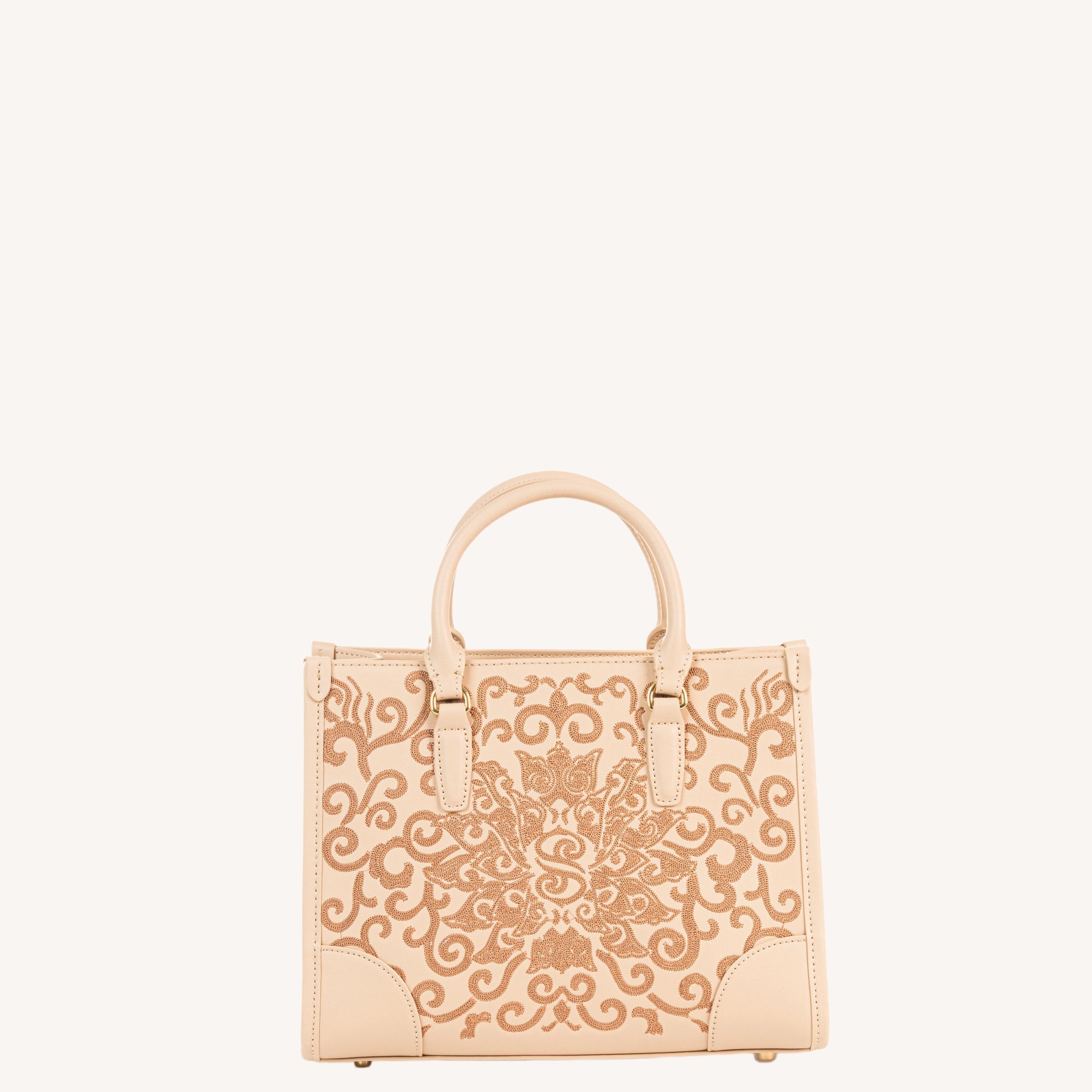 Luxury Embroidered  New Chinese Style Small Tote Bag – Scrolling Lotus Motif-brocademodern